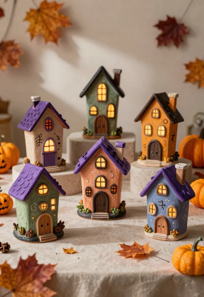 14 Halloween Pottery Painting Ideas for Spooky Home Decor - 4. Haunted Houses 1
