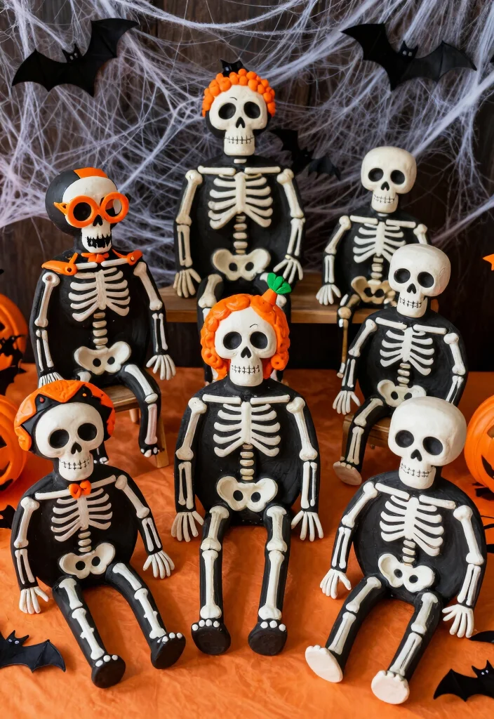 14 Halloween Pottery Painting Ideas for Spooky Home Decor - 6. Frighteningly Fun Skeletons 1