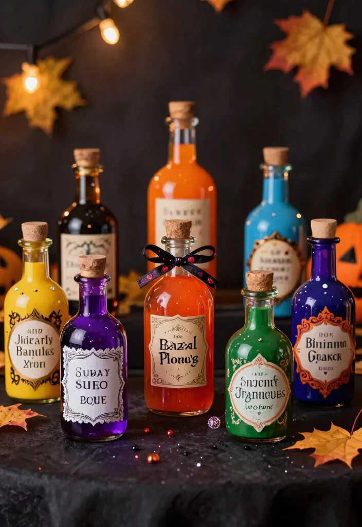 14 Halloween Pottery Painting Ideas for Spooky Home Decor - 9. Spooktacular Potion Bottles 1