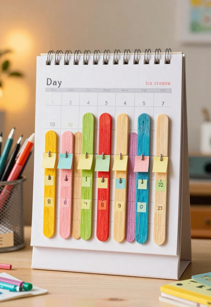 14 Ice Cream Stick Craft Ideas Fun and Simple DIY 11. Ice Cream Stick Calendar 0
