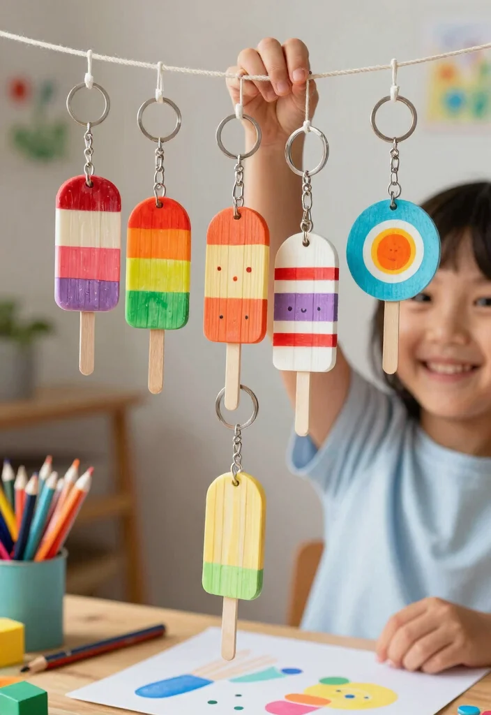 14 Ice Cream Stick Craft Ideas Fun and Simple DIY 12. Popsicle Stick Keychains 0