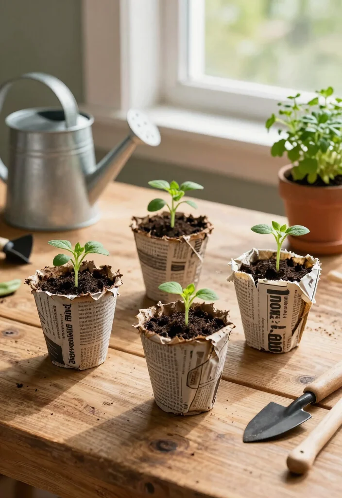 14 Innovative Craft Ideas: Unique and Creative Projects - 2. Newspaper Seedlings Pots 1