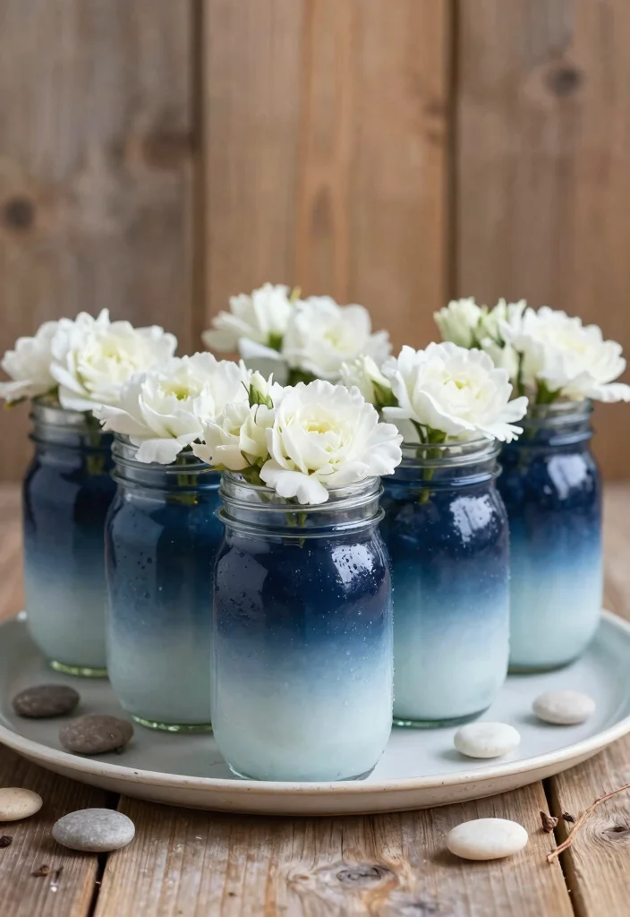 14 Mason Jar Painting Ideas for Cozy Rustic Home Decor - 2. Ombre Painted Jars 1