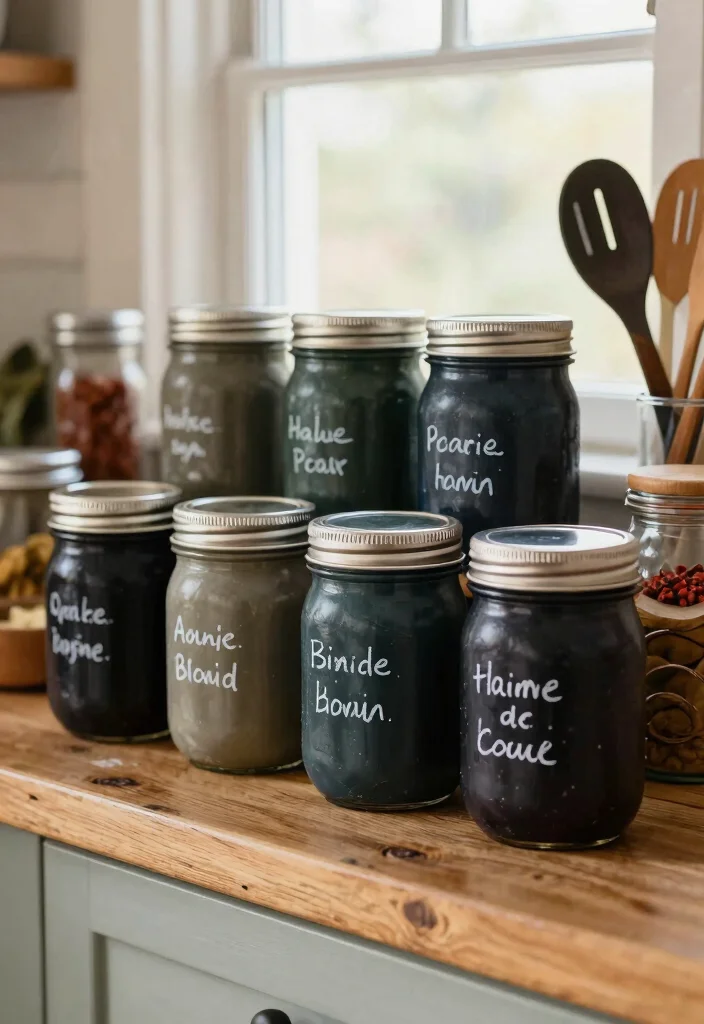 14 Mason Jar Painting Ideas for Cozy Rustic Home Decor - 5. Chalkboard Paint Jars 1