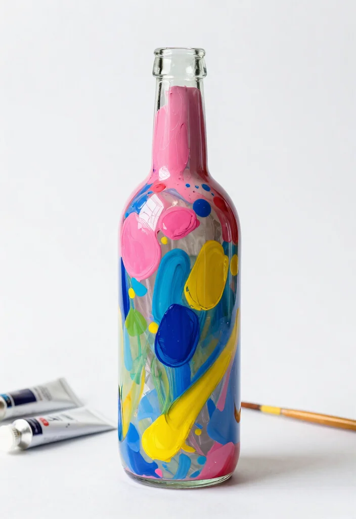 14 Painting Ideas on Glass Bottles for Chic Upcycled Home Decor - 10. Abstract Art 1
