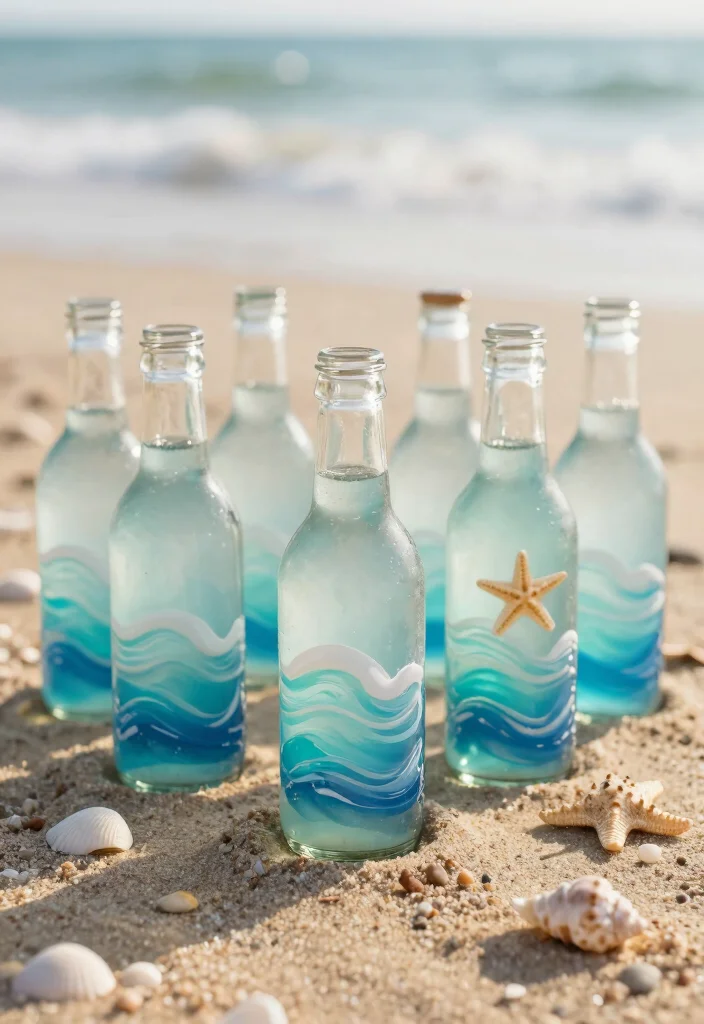 14 Painting Ideas on Glass Bottles for Chic Upcycled Home Decor - 6. Ocean Vibes 1