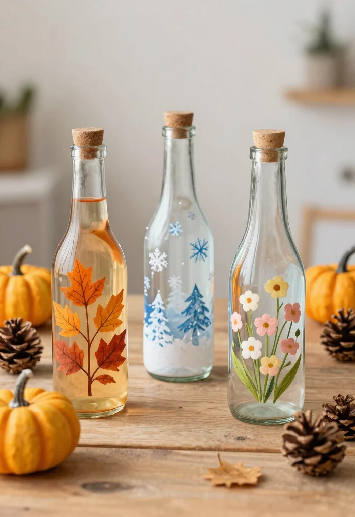 14 Painting Ideas on Glass Bottles for Chic Upcycled Home Decor - 8. Seasonal Themes 1