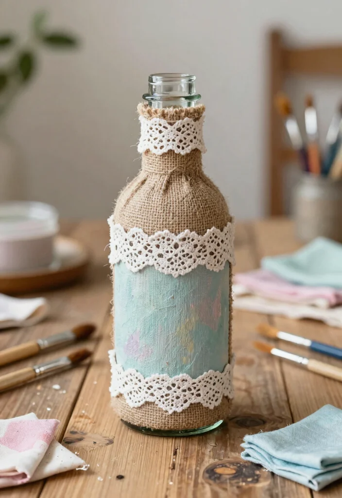 14 Painting Ideas on Glass Bottles for Chic Upcycled Home Decor - 9. Textured Art 1