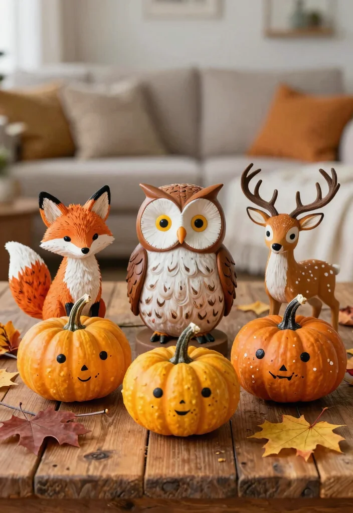 14 Small Pumpkin Painting Ideas That Beat Traditional Carving - 1. Whimsical Woodland Creatures 1