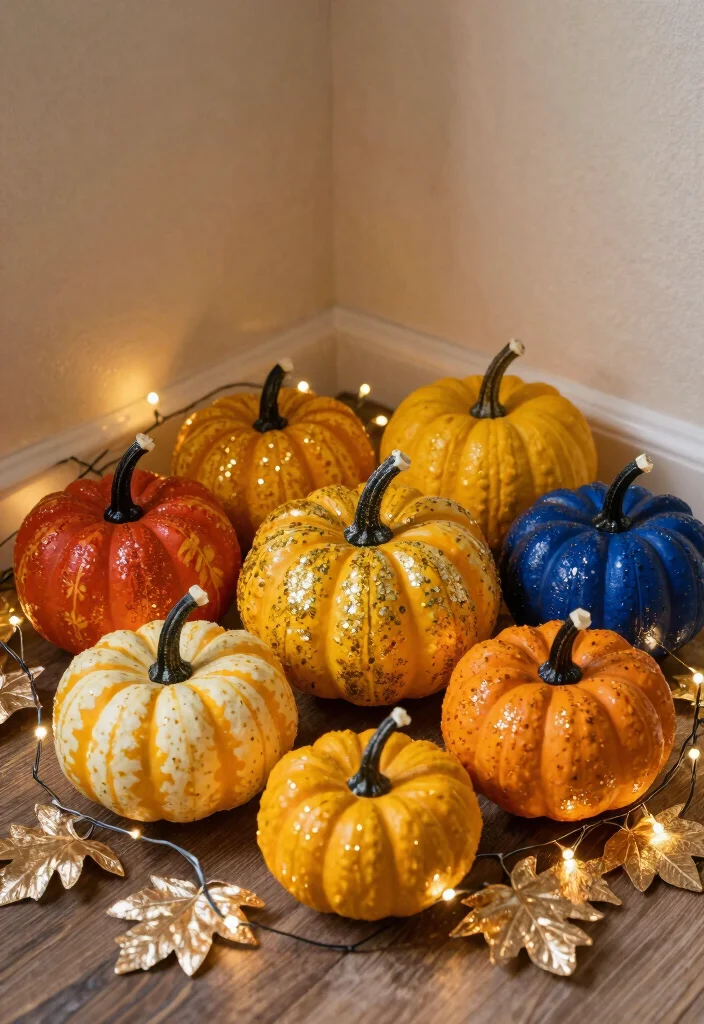 14 Small Pumpkin Painting Ideas That Beat Traditional Carving - 5. Glitter and Glam 1