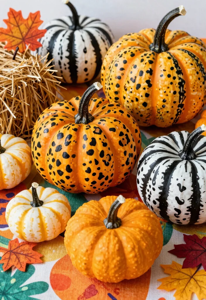 14 Small Pumpkin Painting Ideas That Beat Traditional Carving - 8. Animal Prints 1
