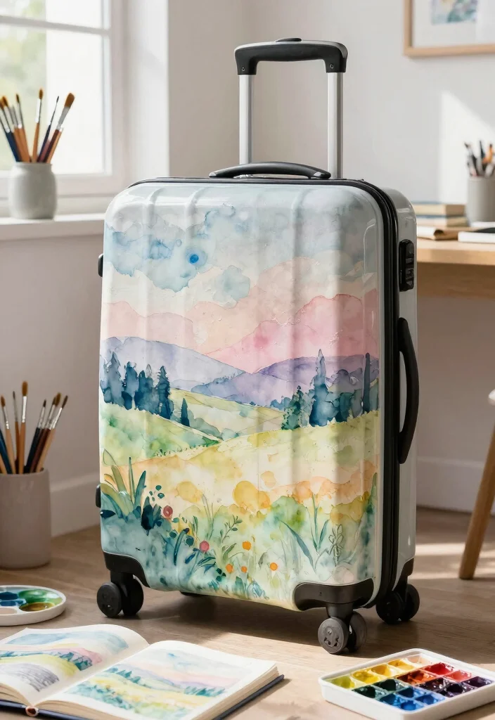14 Suitcase Painting Ideas to Turn Old Luggage into Statement Decor - 1. Whimsical Watercolor Dreams 1