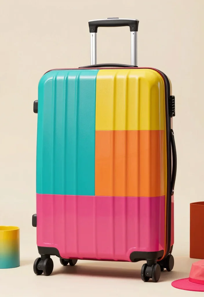 14 Suitcase Painting Ideas to Turn Old Luggage into Statement Decor - 12. Color-Blocked Trends 1