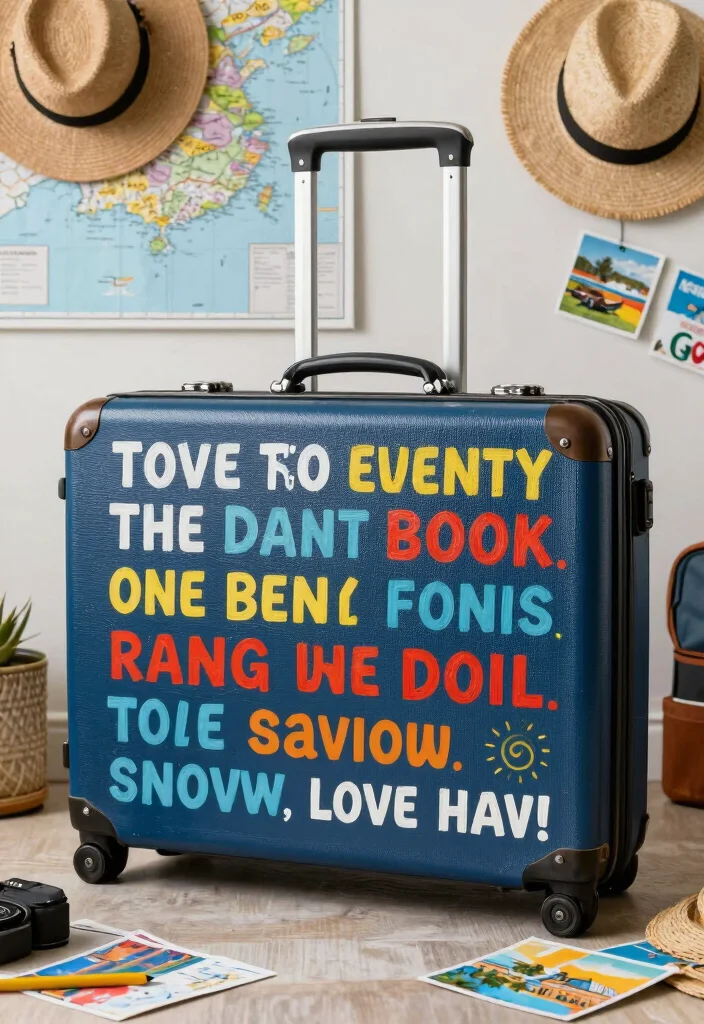 14 Suitcase Painting Ideas to Turn Old Luggage into Statement Decor - 7. Inspirational Quote Motifs 1