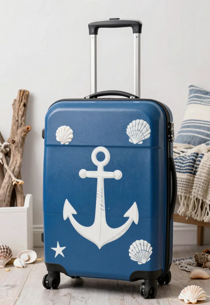 14 Suitcase Painting Ideas to Turn Old Luggage into Statement Decor - 9. Nautical-Themed Designs 1