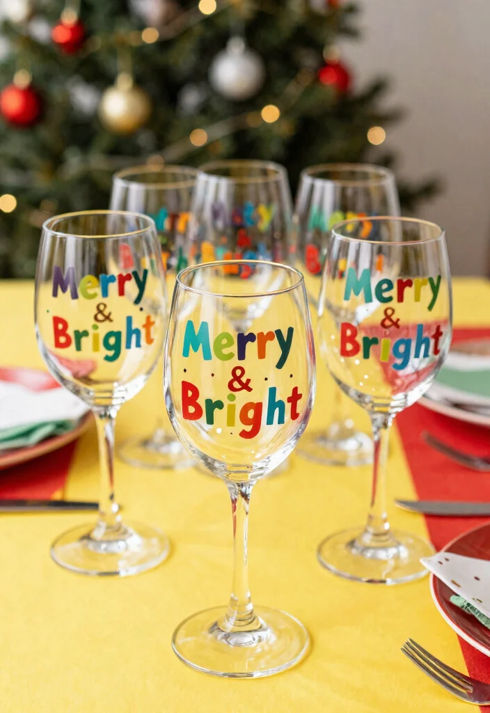 14 Wine Glass Painting Ideas Christmas Perfect for Holiday Tables 11. Merry Bright 0