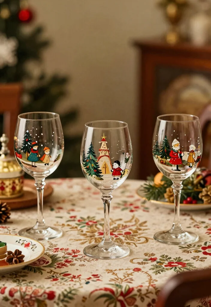 14 Wine Glass Painting Ideas Christmas Perfect for Holiday Tables 14. Vintage Christmas Scenes 0
