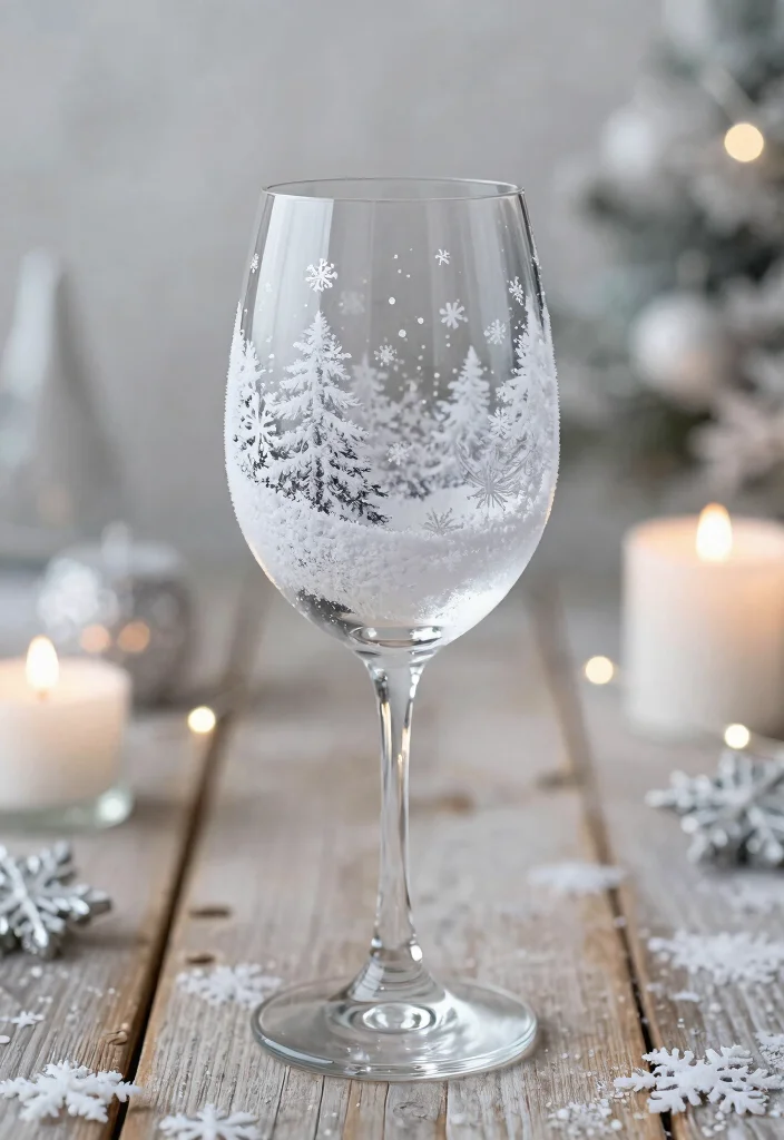 14 Wine Glass Painting Ideas Christmas Perfect for Holiday Tables 2. Snowy White Wonderland 0