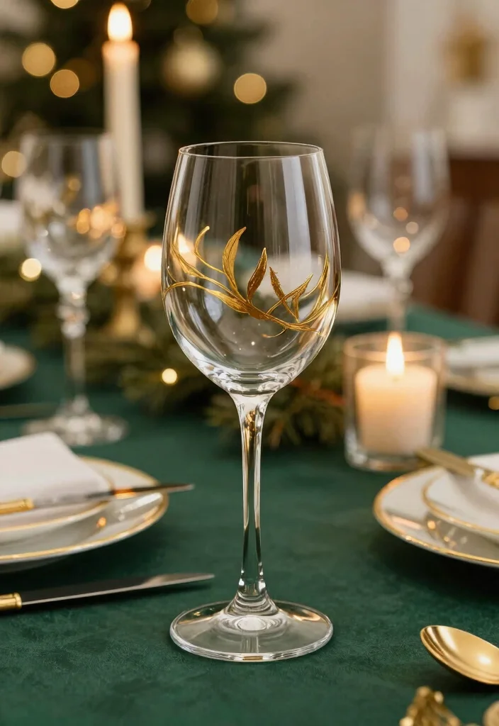 14 Wine Glass Painting Ideas Christmas Perfect for Holiday Tables 4. Golden Glam 0