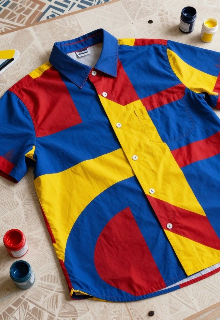 15 Shirt Painting Ideas Aesthetic Enough for Everyday Style - 4. Geometric Patterns 1