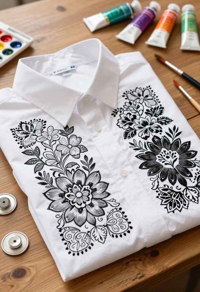 15 Shirt Painting Ideas Aesthetic Enough for Everyday Style - 9. Stenciled Designs 1