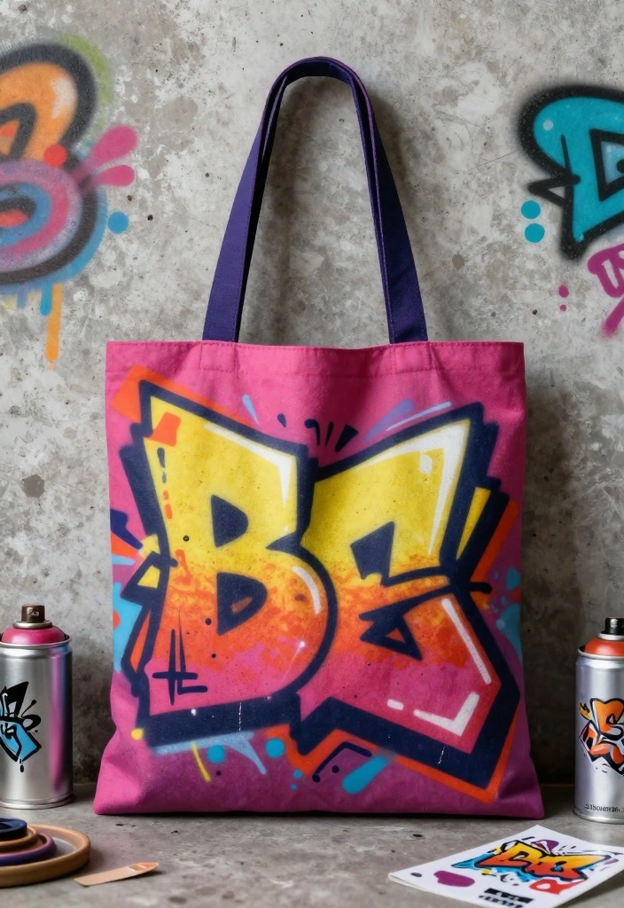 15 Tote Bag Painting Ideas That Look Trendy Not Crafty 11 15 Tote Bag Painting Ideas That Look Trendy Not Crafty - 11. Graffiti Art Style 1