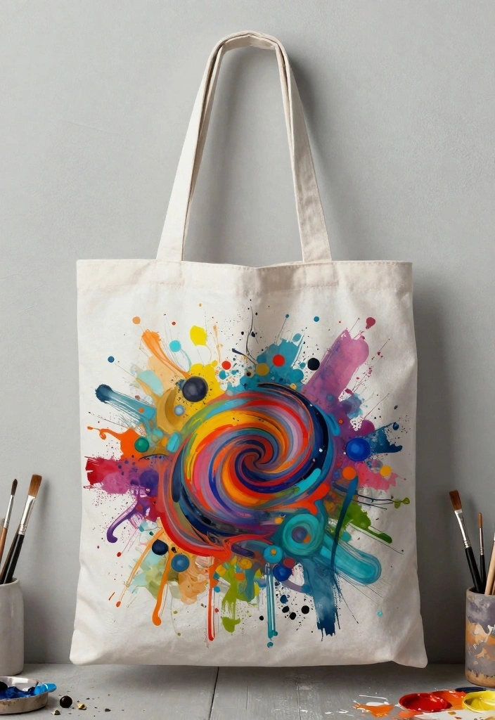 15 Tote Bag Painting Ideas That Look Trendy Not Crafty 13 15 Tote Bag Painting Ideas That Look Trendy Not Crafty - 13. Abstract Expressionism 1