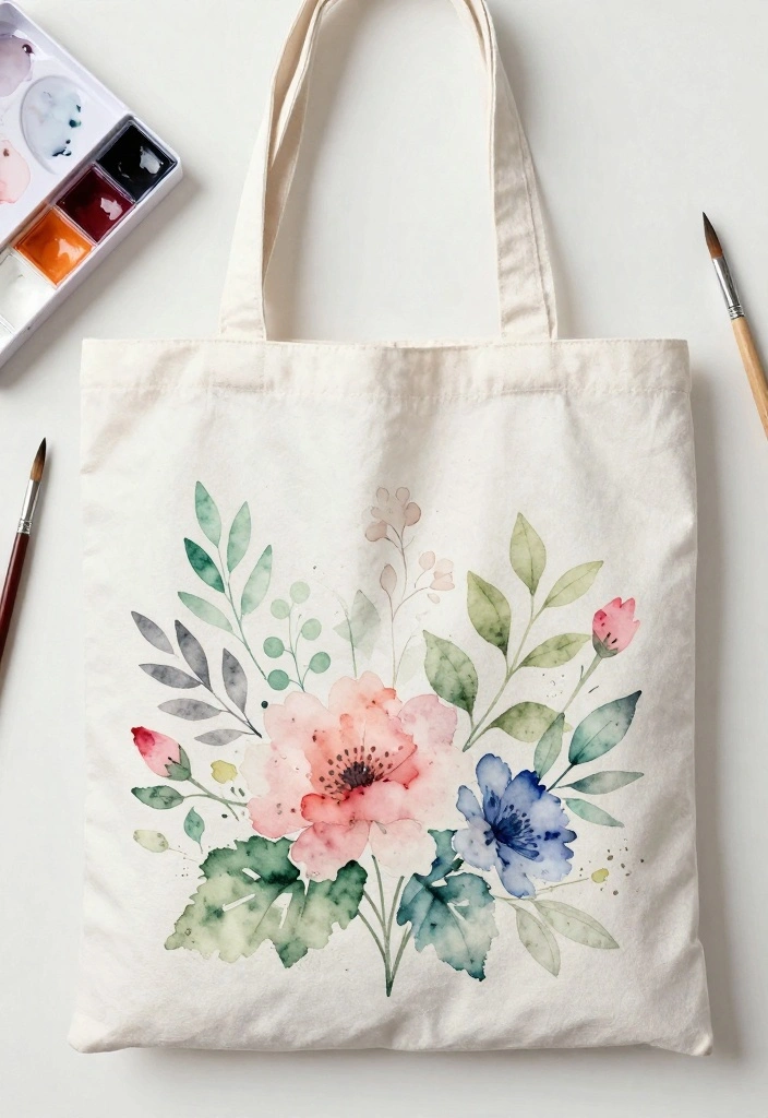 15 Tote Bag Painting Ideas That Look Trendy Not Crafty 2 15 Tote Bag Painting Ideas That Look Trendy Not Crafty - 2. Nature-Inspired Watercolor Effects 1