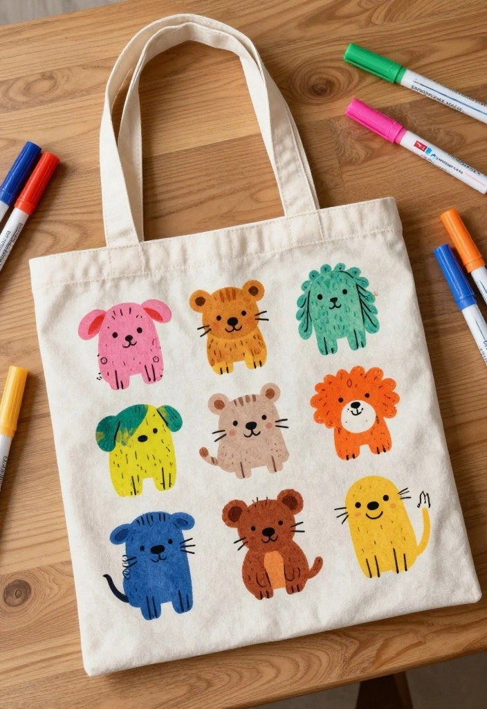 15 Tote Bag Painting Ideas That Look Trendy Not Crafty 4 15 Tote Bag Painting Ideas That Look Trendy Not Crafty - 4. Quirky Illustrations 1