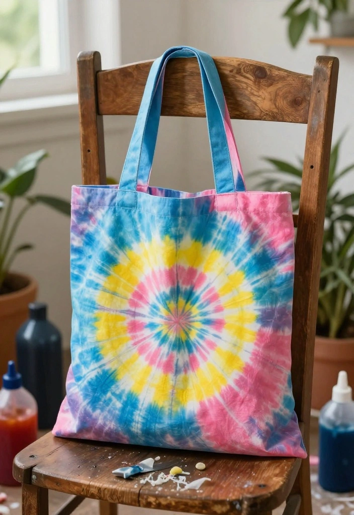 15 Tote Bag Painting Ideas That Look Trendy Not Crafty 6 15 Tote Bag Painting Ideas That Look Trendy Not Crafty - 6. Tie-Dye Explosion 1