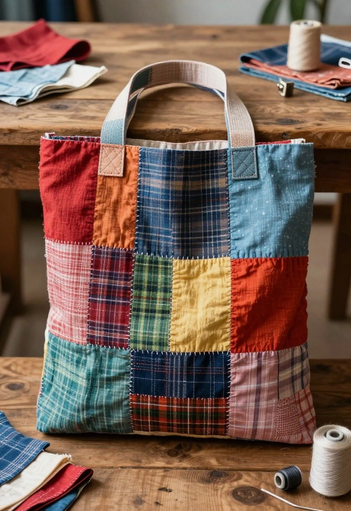 15 Tote Bag Painting Ideas That Look Trendy Not Crafty 9 15 Tote Bag Painting Ideas That Look Trendy Not Crafty - 9. Upcycled Fabric Patchwork 1