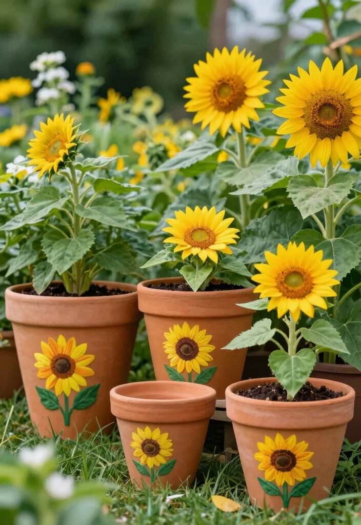 16 Clay Pot Painting Ideas to Upgrade Your Garden on a Budget - 11. Sunflower Delight 1