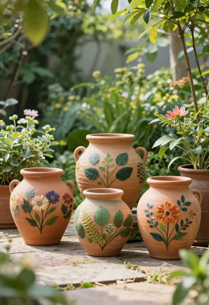 16 Clay Pot Painting Ideas to Upgrade Your Garden on a Budget - 2. Nature-Inspired Textures 1