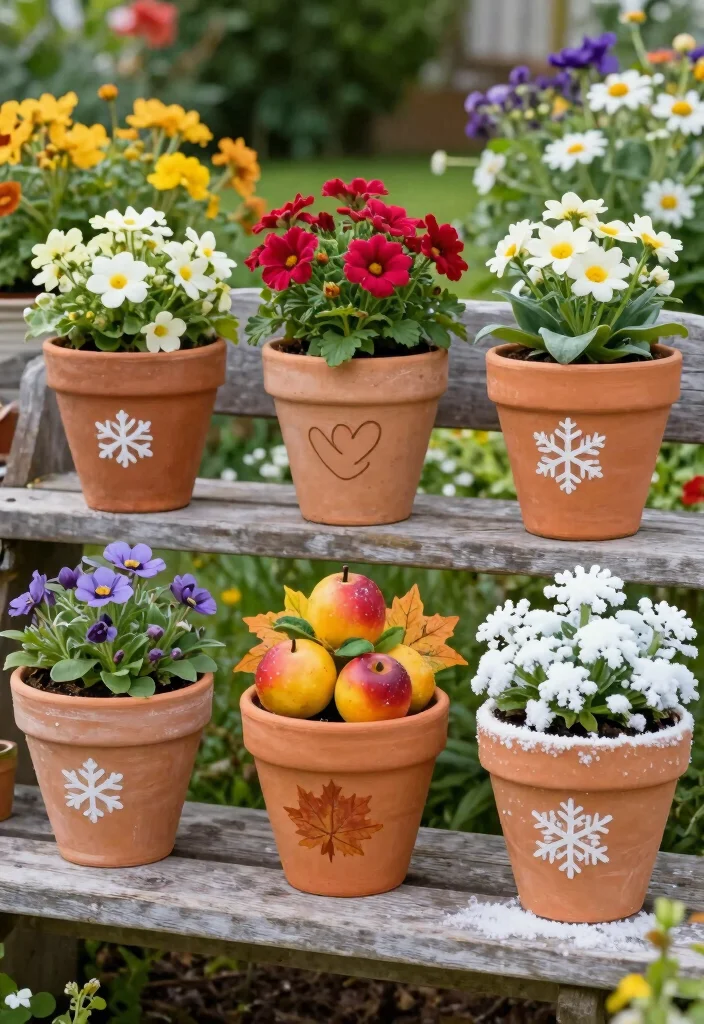16 Clay Pot Painting Ideas to Upgrade Your Garden on a Budget - 5. Seasonal Themes 1