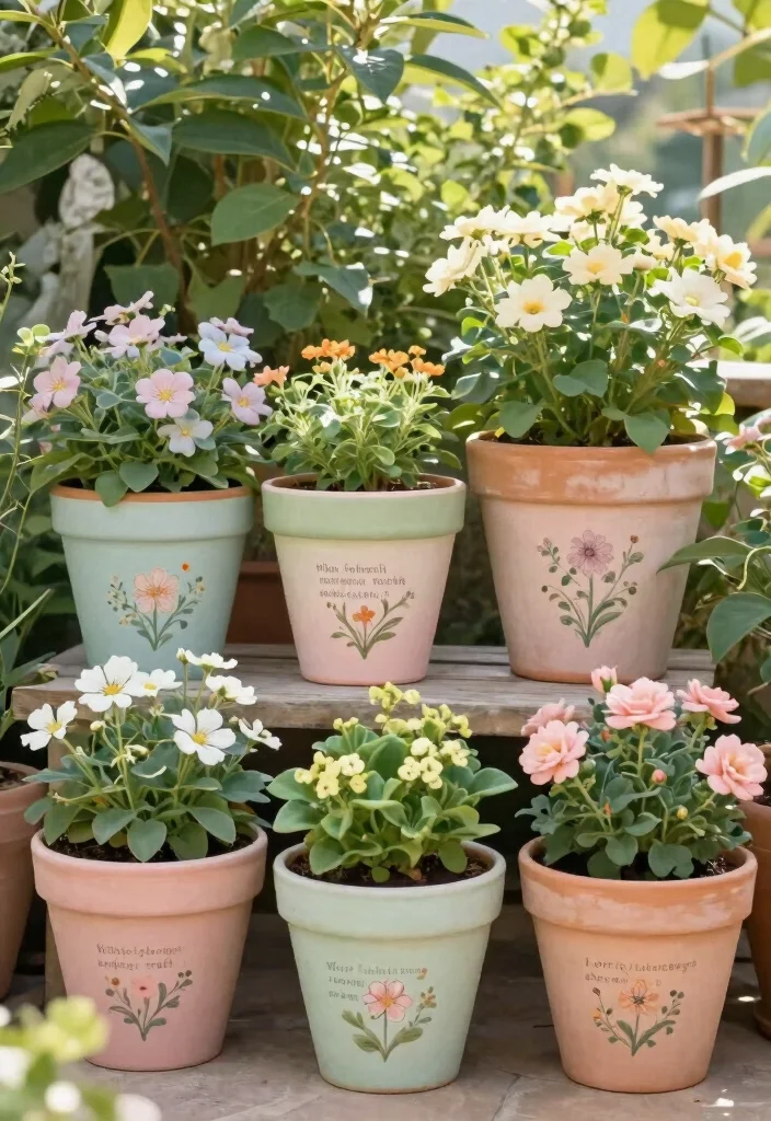 16 Clay Pot Painting Ideas to Upgrade Your Garden on a Budget - 9. Vintage Chic 1