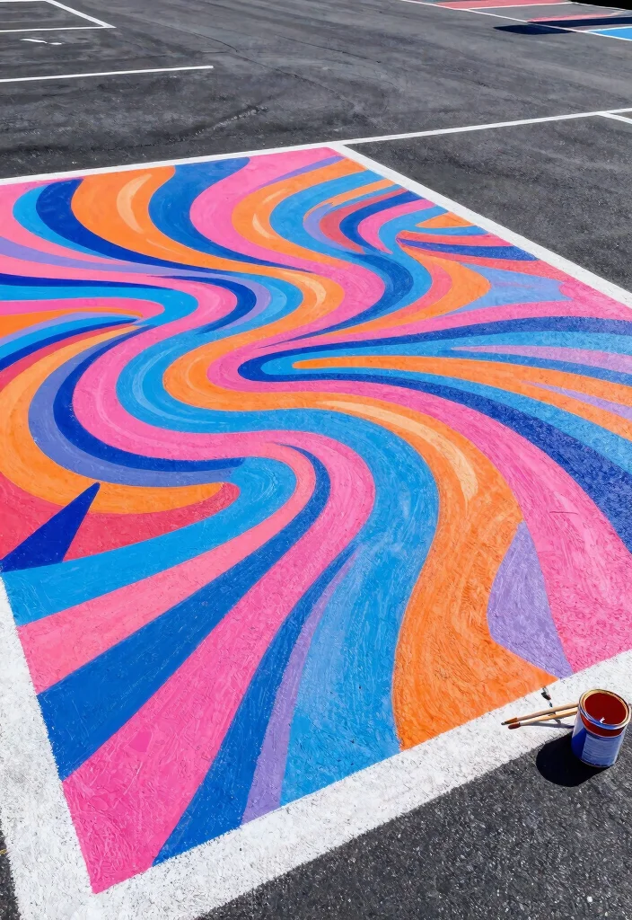 16 Senior Parking Spot Painting Ideas for Guys That Truly Stand Out - 2. Artistic Abstract Patterns 1