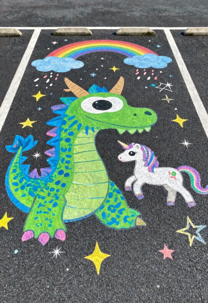16 Senior Parking Spot Painting Ideas for Guys That Truly Stand Out - 7. Monster or Fantasy Creatures 1
