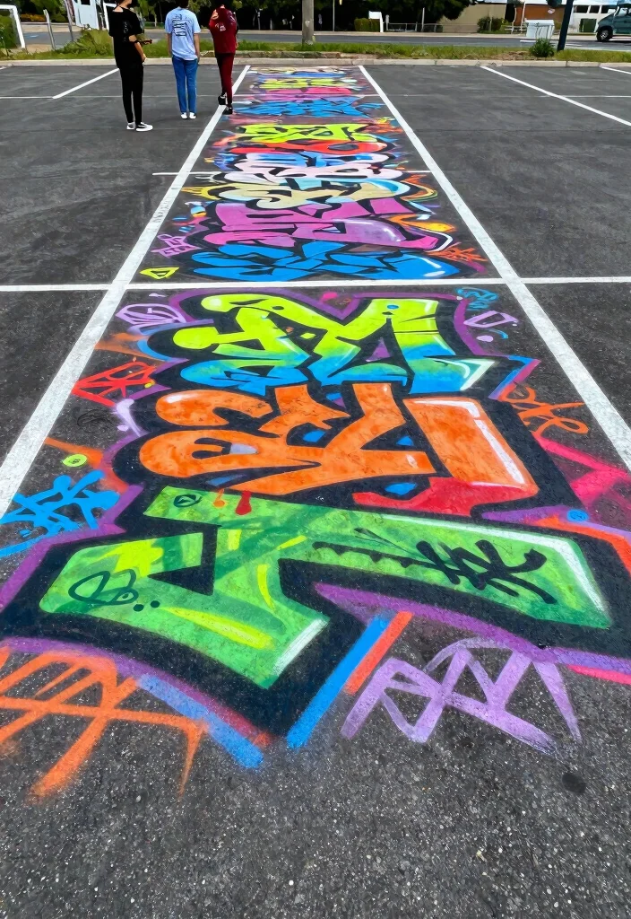 16 Senior Parking Spot Painting Ideas for Guys That Truly Stand Out - 8. Graffiti Art Style 1