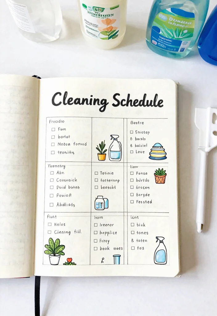 18 Bullet Journal Ideas Templates Easy for Beginners - 18. Cleaning Schedule 1