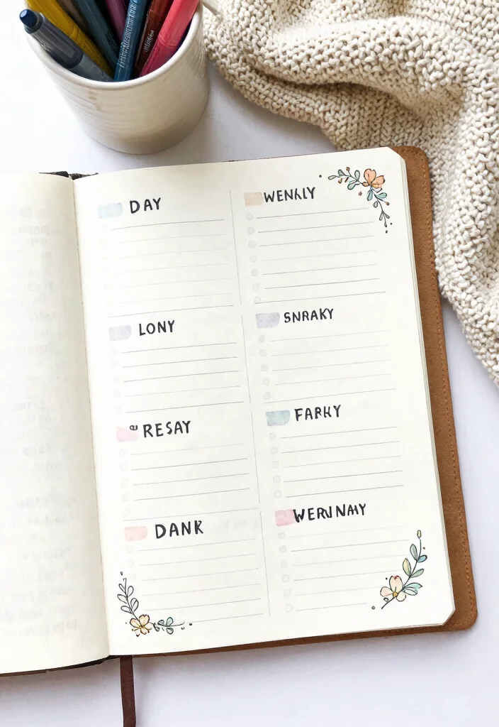 18 Bullet Journal Ideas Templates Easy for Beginners - 4. Weekly Spread 1