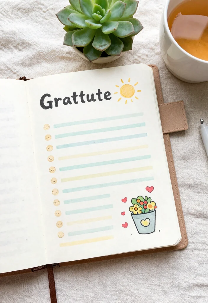 18 Bullet Journal Ideas Templates Easy for Beginners - 8. Gratitude Log 1