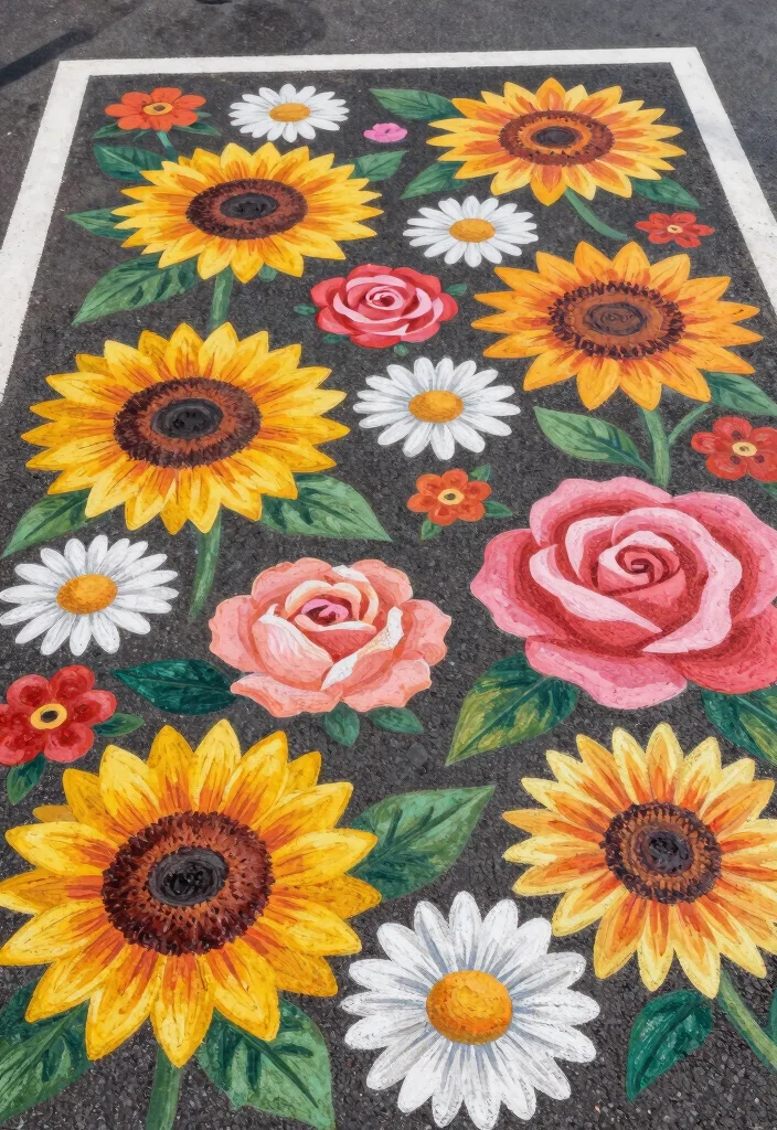 18 Senior Parking Spot Painting Ideas Everyone Will Notice - 1. Floral Fantasia 1