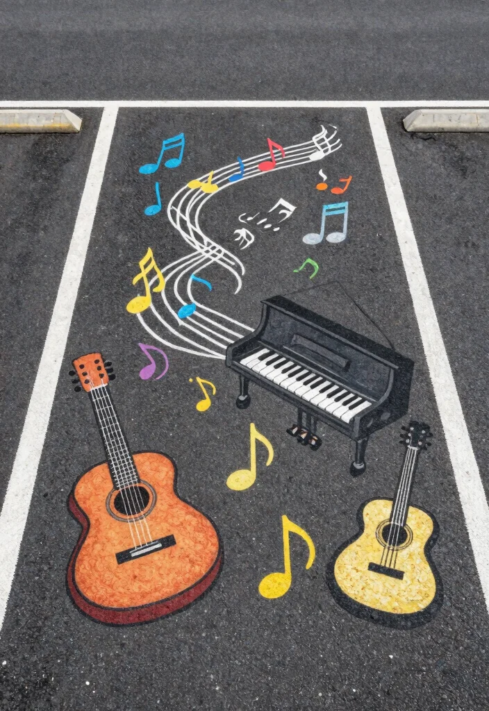 18 Senior Parking Spot Painting Ideas Everyone Will Notice - 16. Music Lover's Spot 1