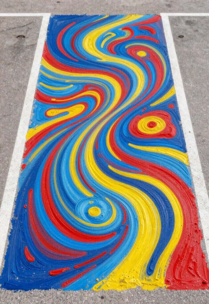 18 Senior Parking Spot Painting Ideas Everyone Will Notice - 9. Abstract Expression 1