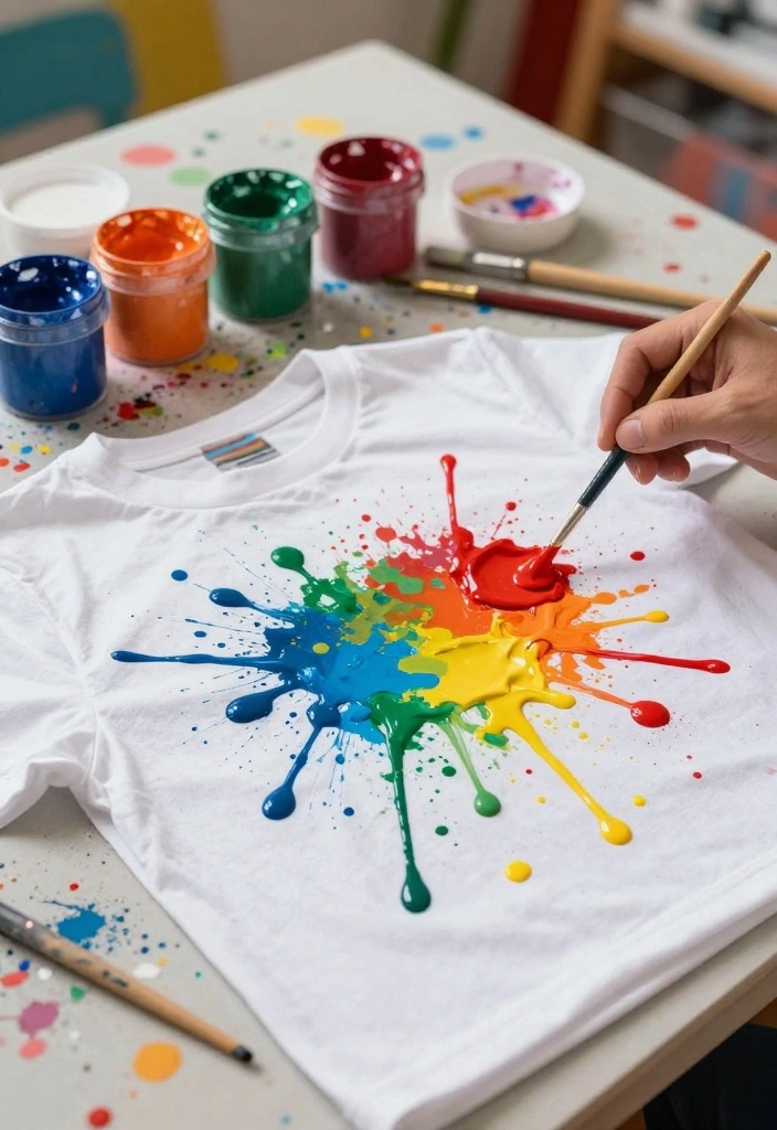 18 T Shirt Painting Ideas Anyone Can Do at Home 11 18 T Shirt Painting Ideas Anyone Can Do at Home 11. Fabric Paint Splatter 0
