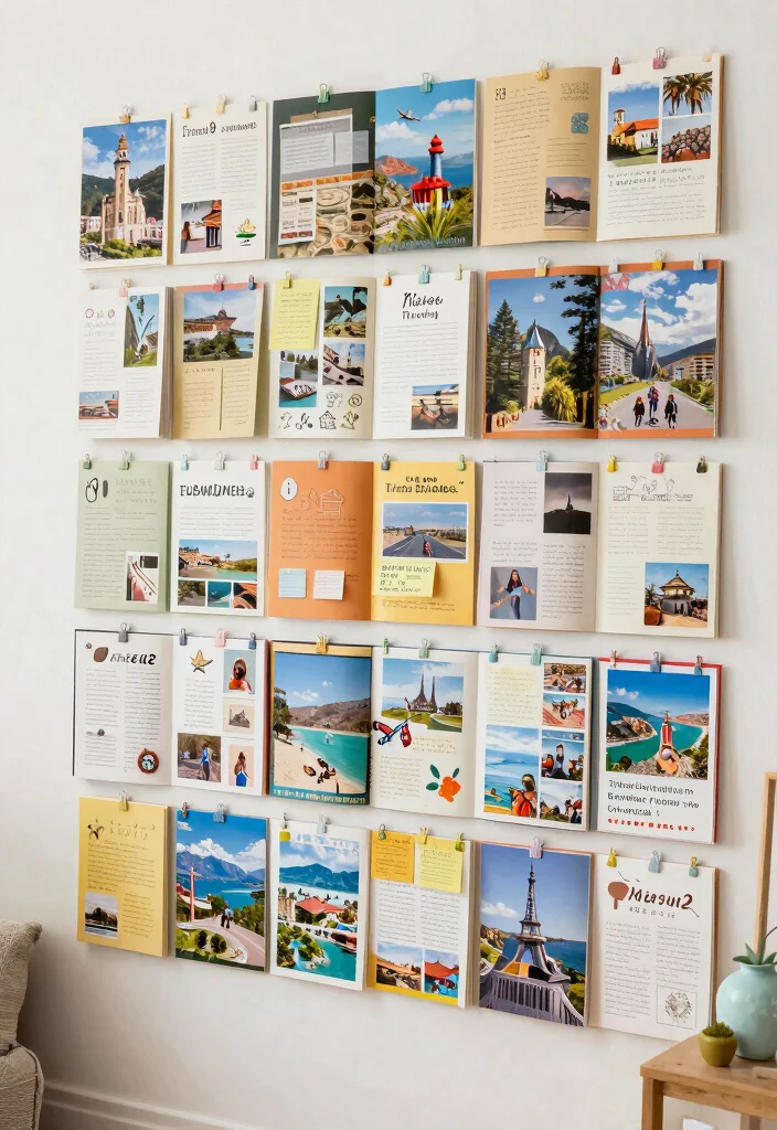 9 Bucket List Decoration Ideas: Creative Displays with an Eco-Friendly Twist - 9. Travel Scrapbook Wall 1