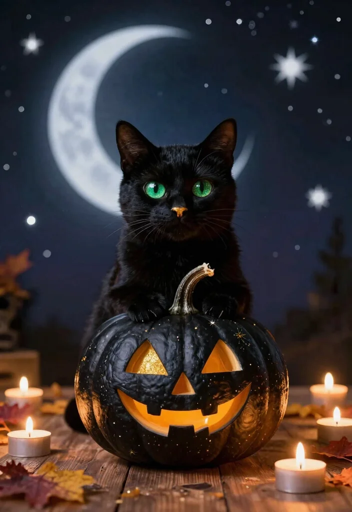 9 Cat Pumpkin Painting Ideas Cute Enough for Instagram - 3. Majestic Black Cat 1