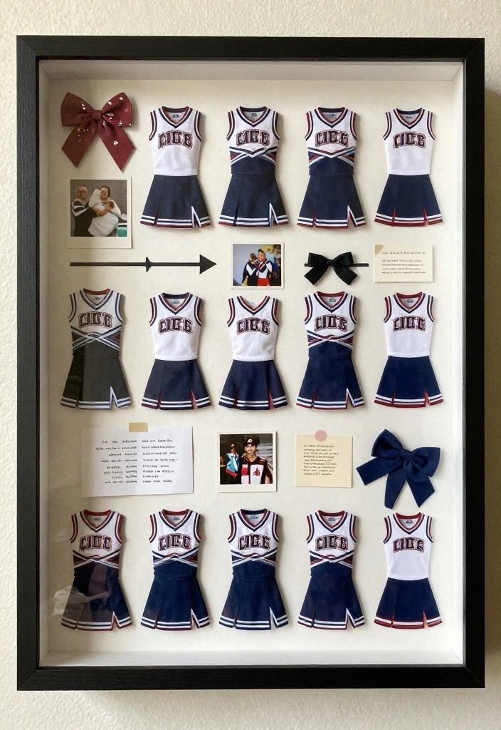 9 Cheer Uniform Shadow Box Ideas Memory Keepsake Decor - 3. Personal Cheer Journey 1