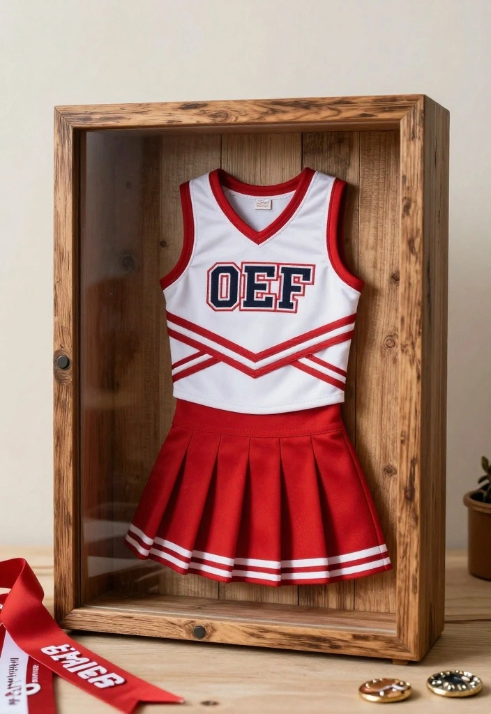 9 Cheer Uniform Shadow Box Ideas Memory Keepsake Decor - 7. Personalized Cheer Sign 1