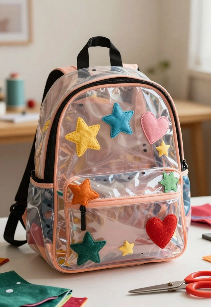 9 Clear Backpack Decoration Ideas Cute and School Friendly - 1. DIY Fabric Patches 1